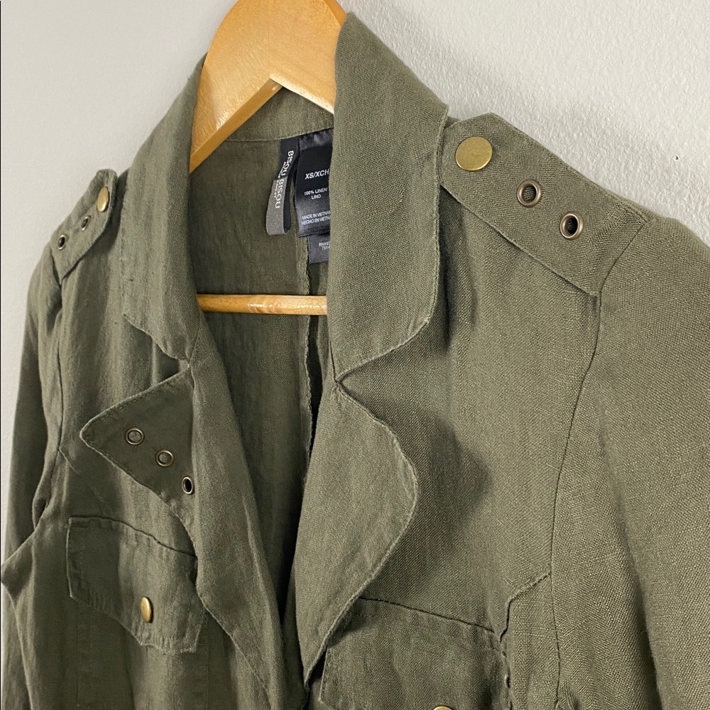 Bisou Bisou Michele Bohbot Linen Blazer Jacket | Olive - Picture 10 of 14